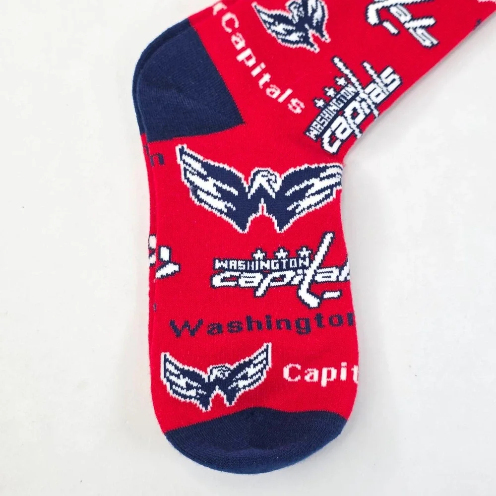 Washington Capitals NHL Hockey Crew Socks Red Navy Blue All Over Print Logo